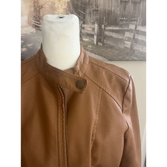 BACCINI faux leather tan jacket size MEDIUM fall - Picture 3 of 8